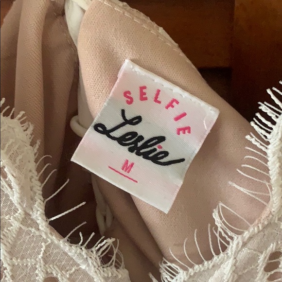 White Lace Romper with Lace Up Back - Picture 6 of 10